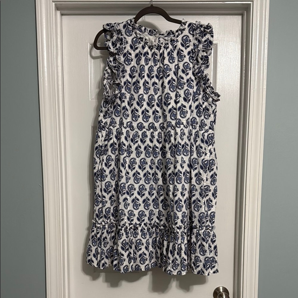 Crown & Ivy Blue and White Mini Dress